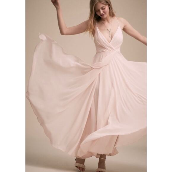 BHLDN Eva Pink Chiffon Dress Bridemaid Gown Anthropologie XS Extra Small - Picture 5 of 11